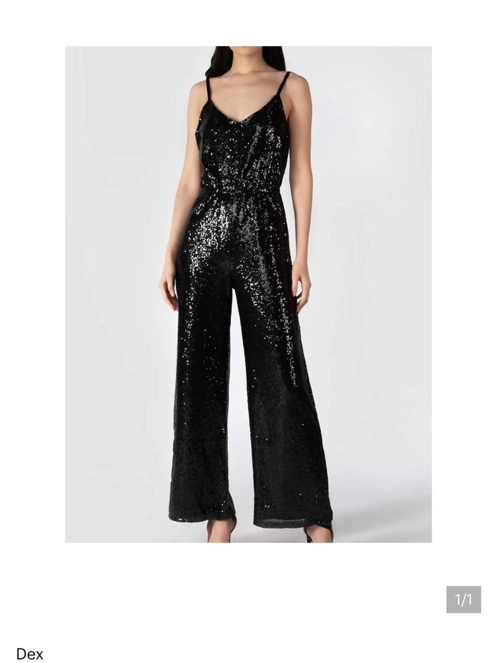 Dex Black Sequin V-Neck Wide-Leg Jumpsuit